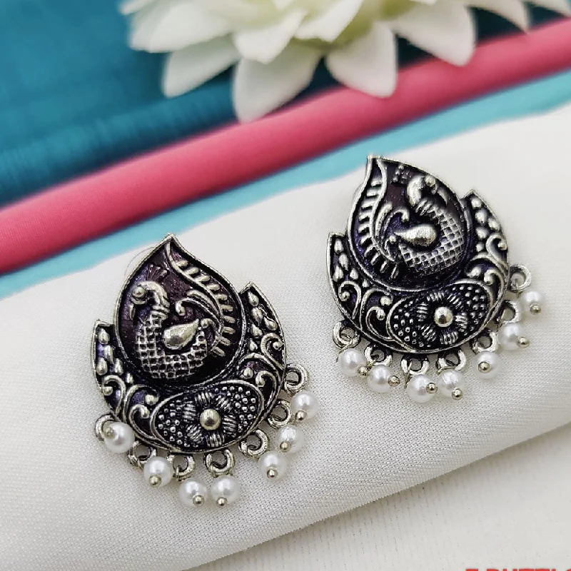 Personalized Jewelry Earrings-Fancyla Oxidised Plated Pearls Dangler Earrings