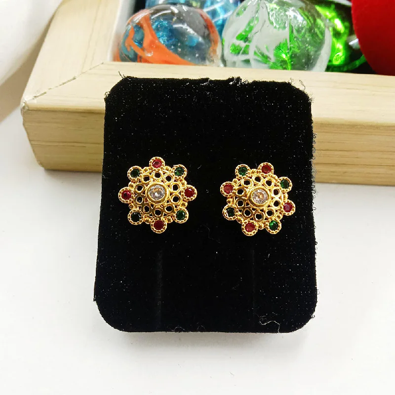 Funky Silver Earrings-SP Jewellery Gold Plated Austrian Stone Studs Earrings