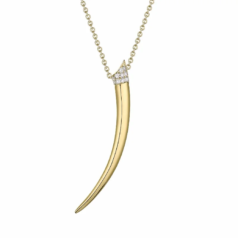 Rose Gold Necklaces for Women-Sabre Pendant - Yellow Gold Vermeil & Diamond Pavé