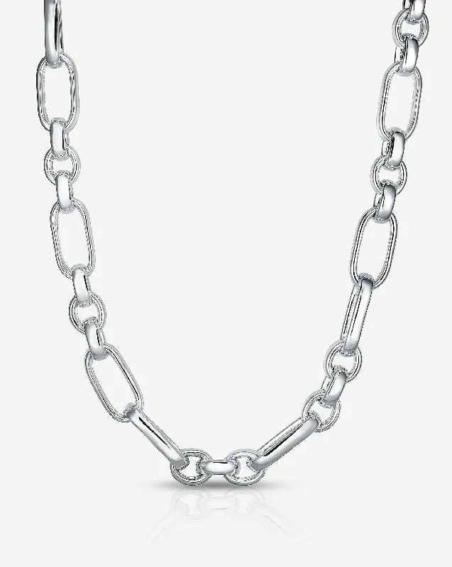 Cute Charm Necklaces-Sterling Silver - Mixed Link Chain Necklace