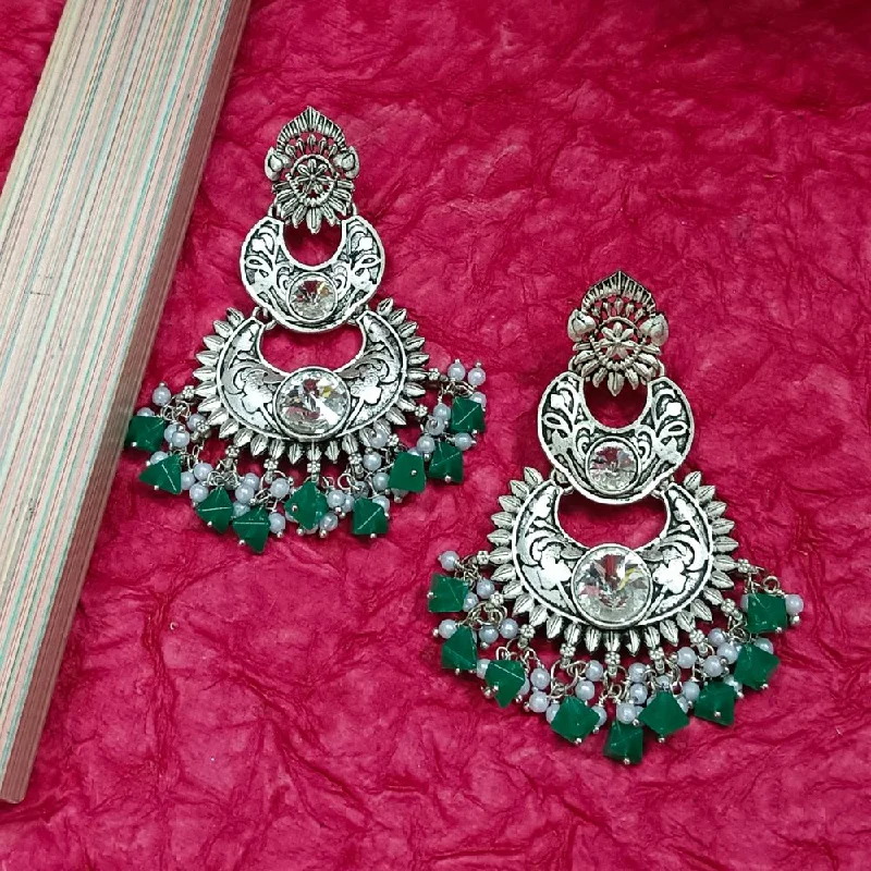 Custom Birthstone Earrings-Darshana Jewels Crystal Stone Silver Plated Dangler Earrings