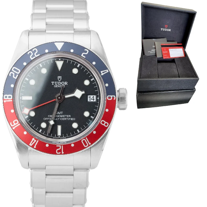 Affordable Luxury Watches-OPEN CARD Tudor Black Bay GMT Pepsi 41mm Stainless Black Date Watch 79830RB