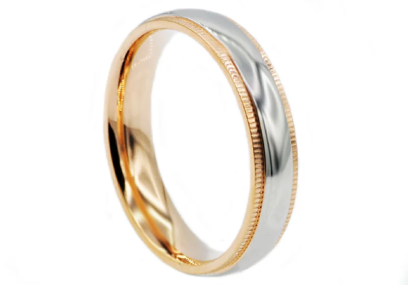 Promise Rings for Couples-Mens Rose Stainless Steel Band