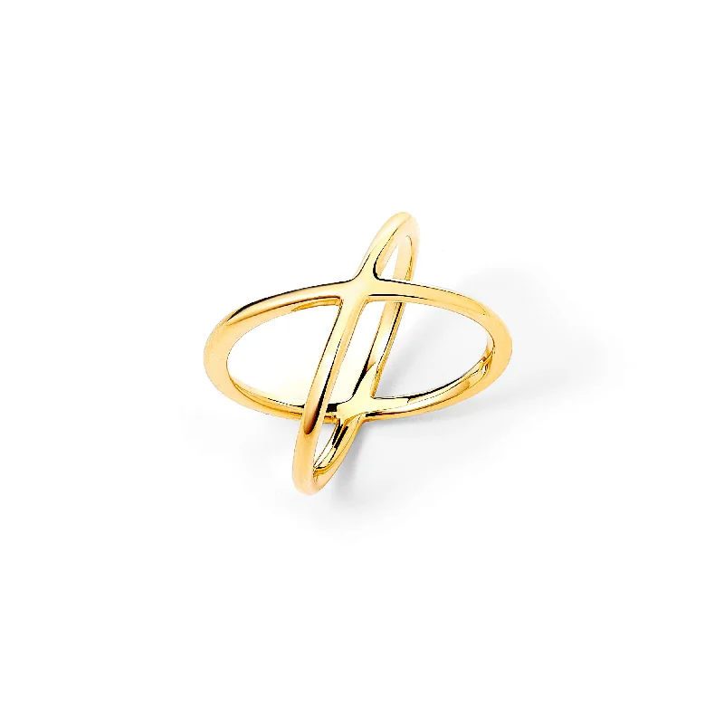 Natural Stone Rings-18K Yellow Gold Cosmic Cross Ring