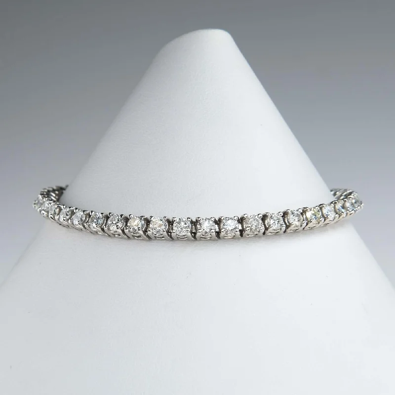 Personalized Infinity Bangles-5.00ctw Round Diamond 7.25" Tennis Bracelet in 14K White Gold