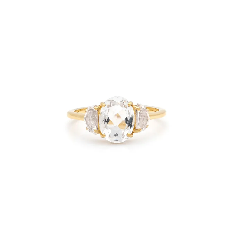 Stackable Rings for Women-Epaulette Ring | White Topaz