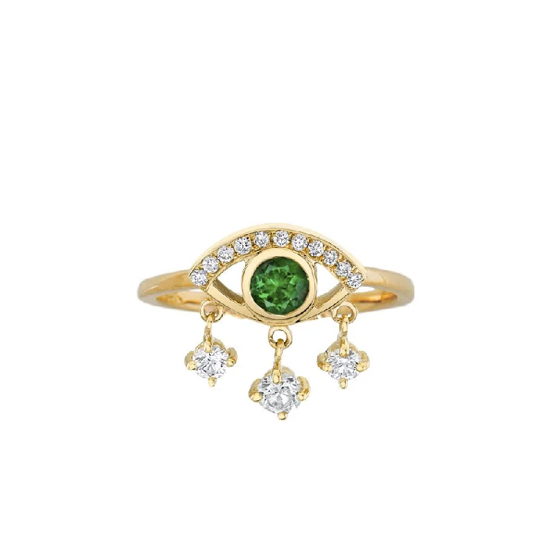 Unique Stackable Rings-Emerald Eye of Emotions Ring