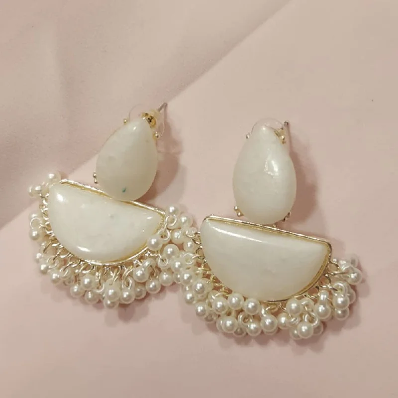 Black Pearl Earrings-Raddhi Jewels Lastest Fashion Pearl Drop Chandbali Earrings For Women