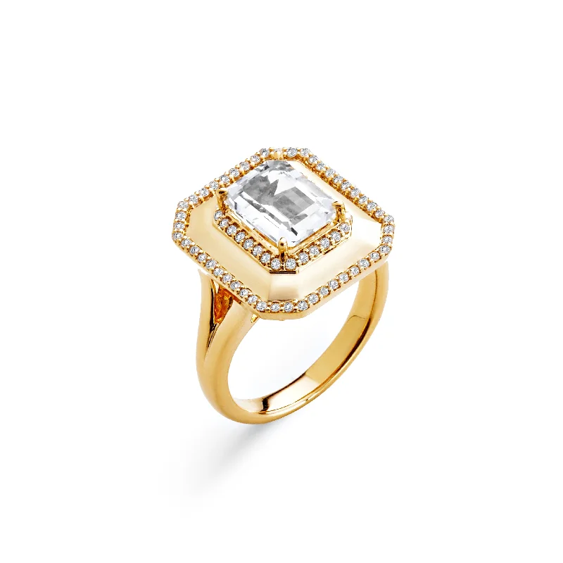 Gemstone Solitaire Rings-Diamond Geometrix Ring