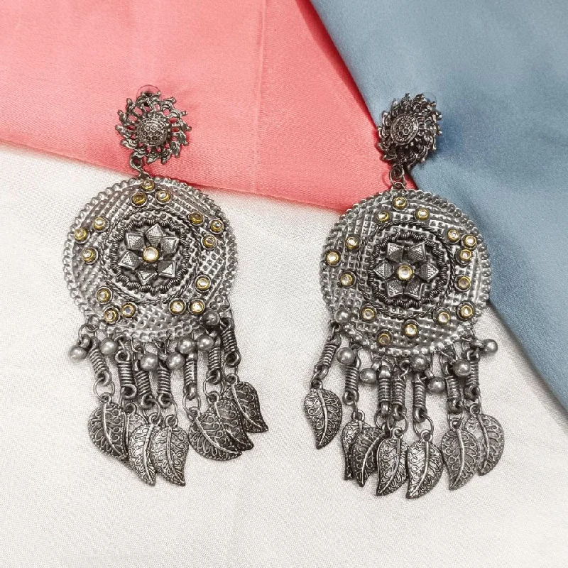 Statement Earrings for Weddings-Darshana Jewels Oxidised Plated Dangler Earrings