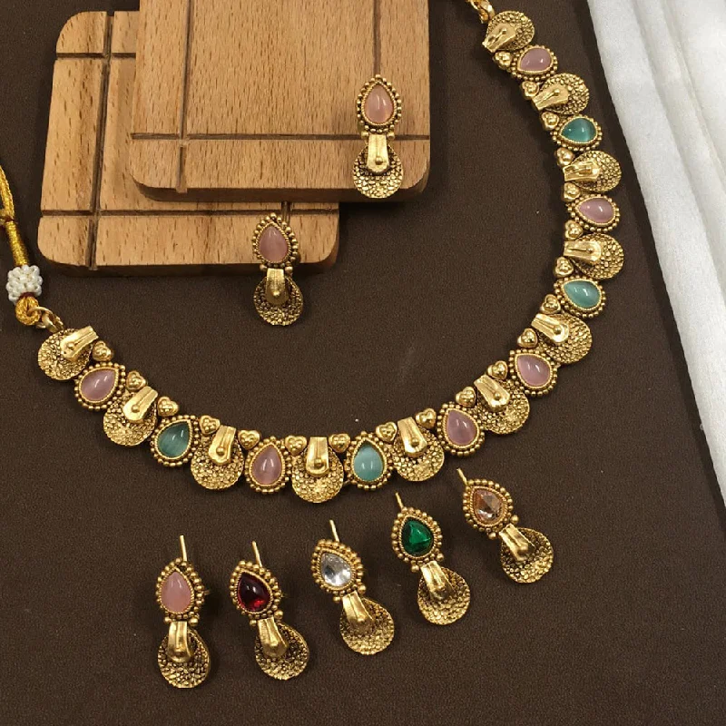 Birthstone Pendant Necklaces-Rani Sati Jewels Monalisa Stone Necklace Set