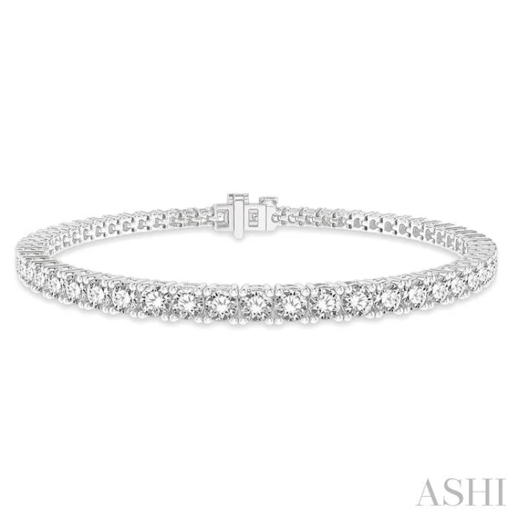 Simple Diamond Bracelets-5 Ctw Round Cut Diamond Tennis Bracelet in 14K White Gold