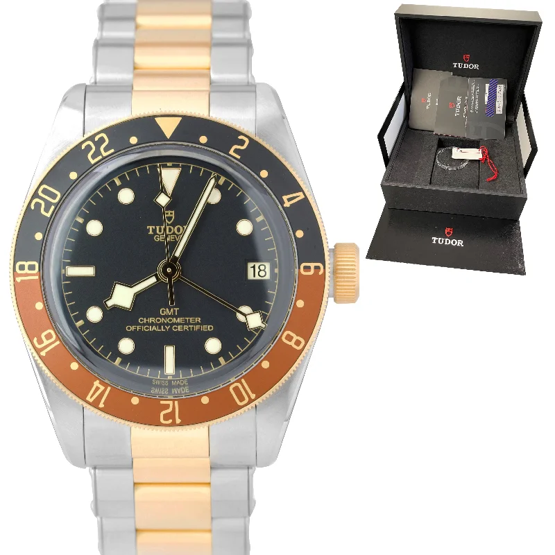 Custom Fitness Watches for Men-NEW SEALED APRIL 2022 Tudor Black Bay GMT S&G Root Beer Yellow Gold 41mm 79833 N