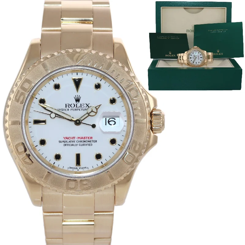 Personalized Watches for Graduation-2002 Rolex Yacht-Master 18k Yellow Gold White Sapphire 16628 40mm Watch Box