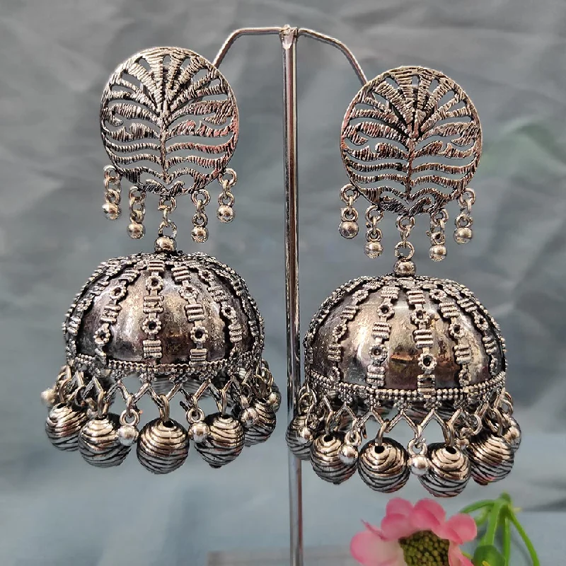 Organic Pearl Earrings-Darshana Jewels Oxidised  Plated Jhumki Earrings