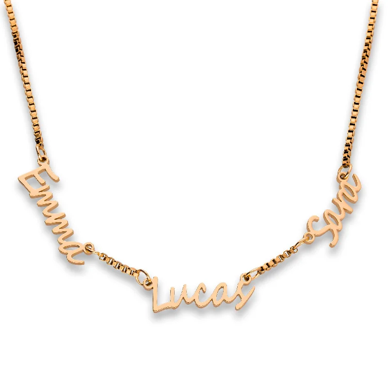 Trendy Necklaces for Teens-Multi name necklace rosé gold