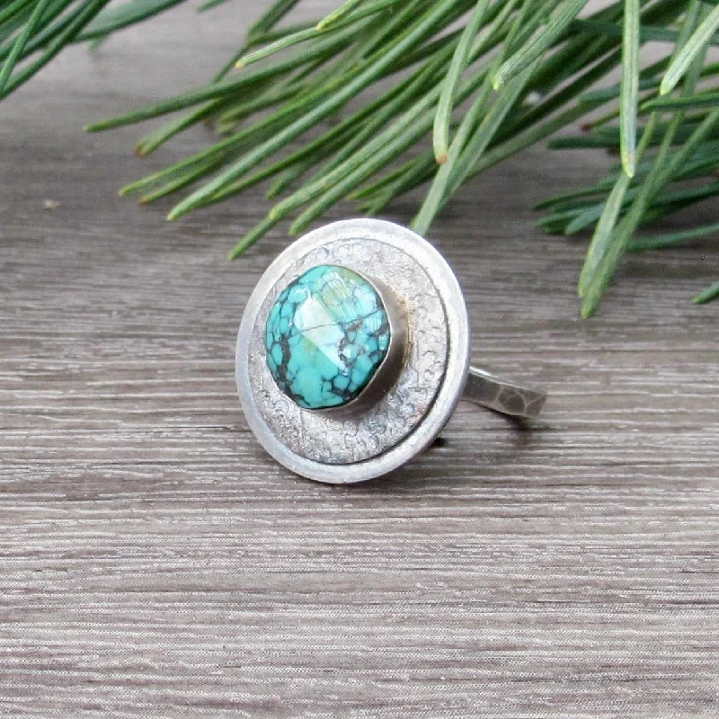 Stackable Engagement Rings-Circular Turquoise Ring