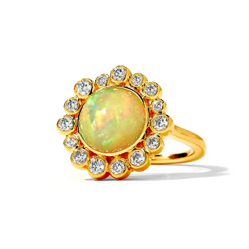 Handmade Gemstone Rings-Cosmic Opal Cabochon Ring