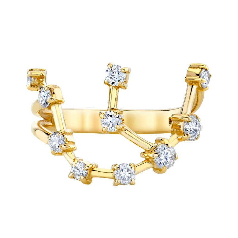 Elegant Engagement Rings-14k Prong Set Aquarius Constellation Ring | Ready to Ship