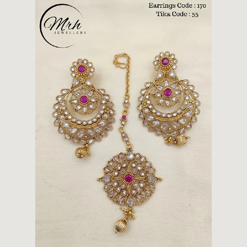 Chunky Earrings for Parties-Jewel Addiction Copper Gold Plated Earrings With Mangtikka