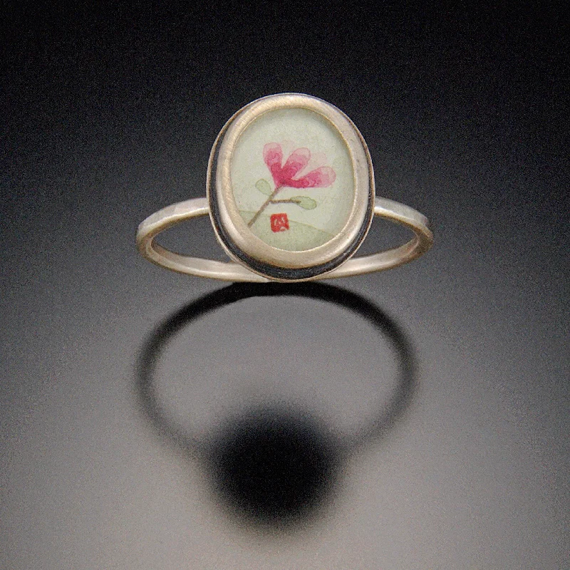 Unique Diamond Rings-Tiny Oval Magnolia Ring