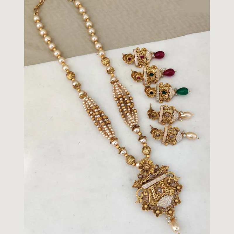 Bright Colored Necklaces-Rani Sati Jewels Gold Plated Necklace Set