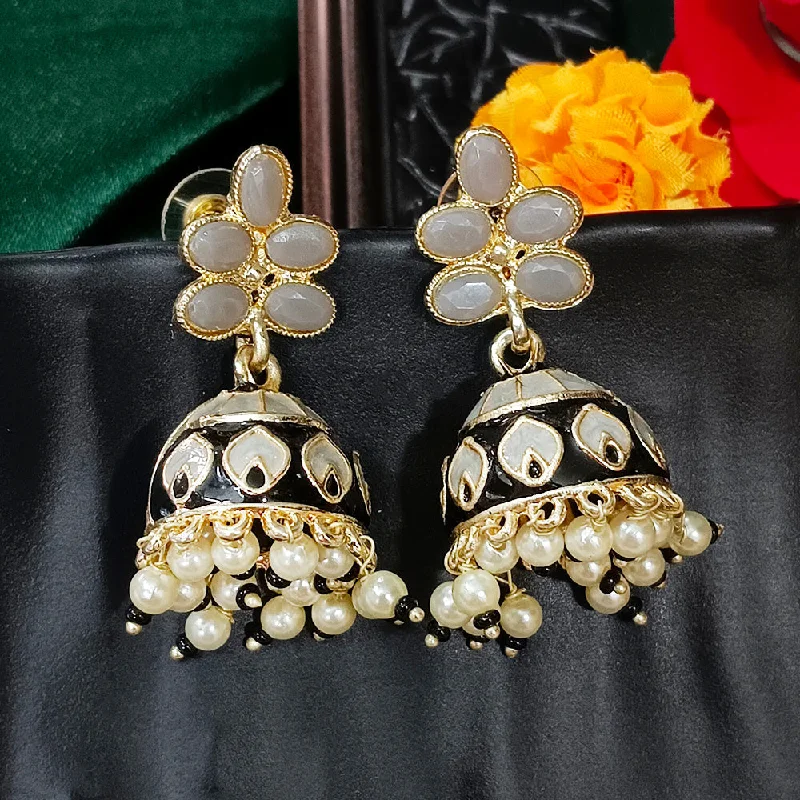 Bright Colored Earrings-Darshana Jewels Gold Plated Mennakari Jhumki Earrings