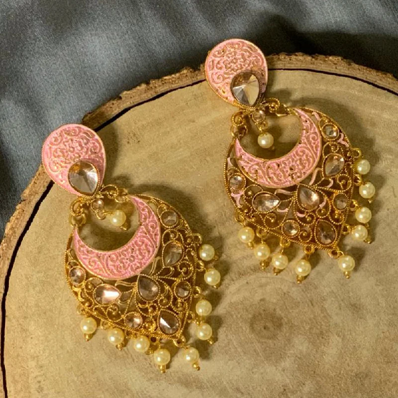 Gold Hoop Earrings for Women-Darshana Jewels Gold Plated Meenakari Dangler Earrings