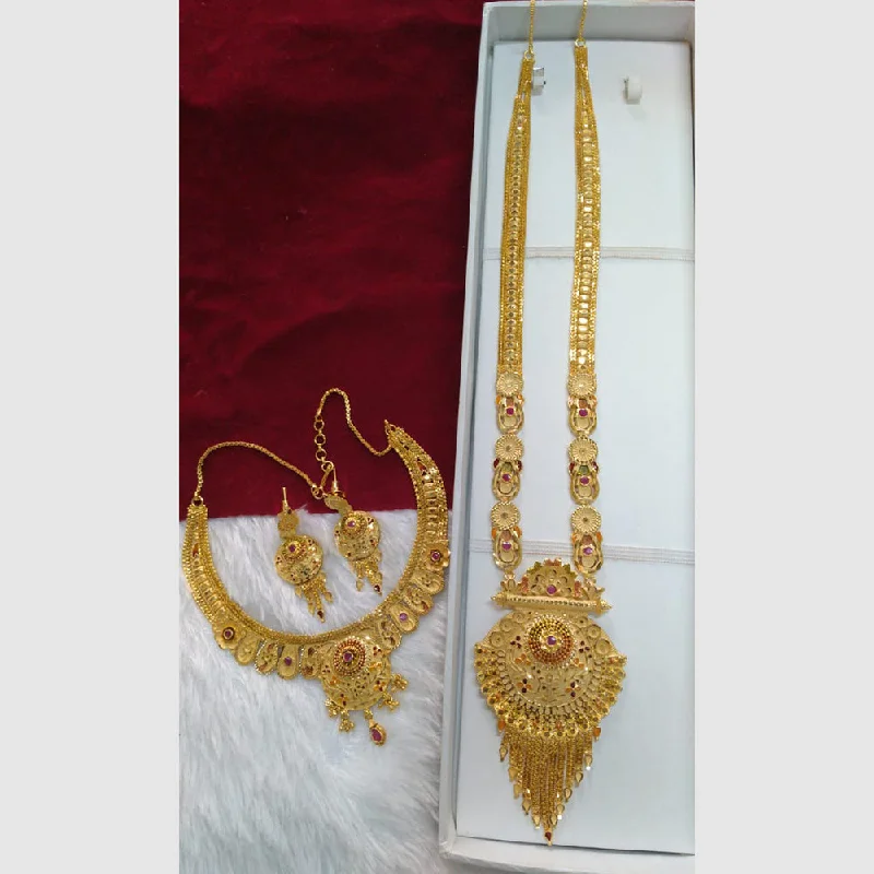 Boho Charm Necklaces-Pari Art Jewellery Forming Gold Combo Necklace Set