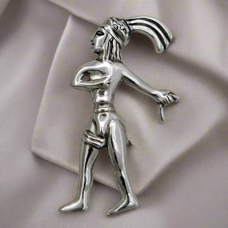 Elegant Crystal Brooch for Women-Minoan Knossos Prince of the Lilies - Greek Brooch in Sterling Silver (K-71)