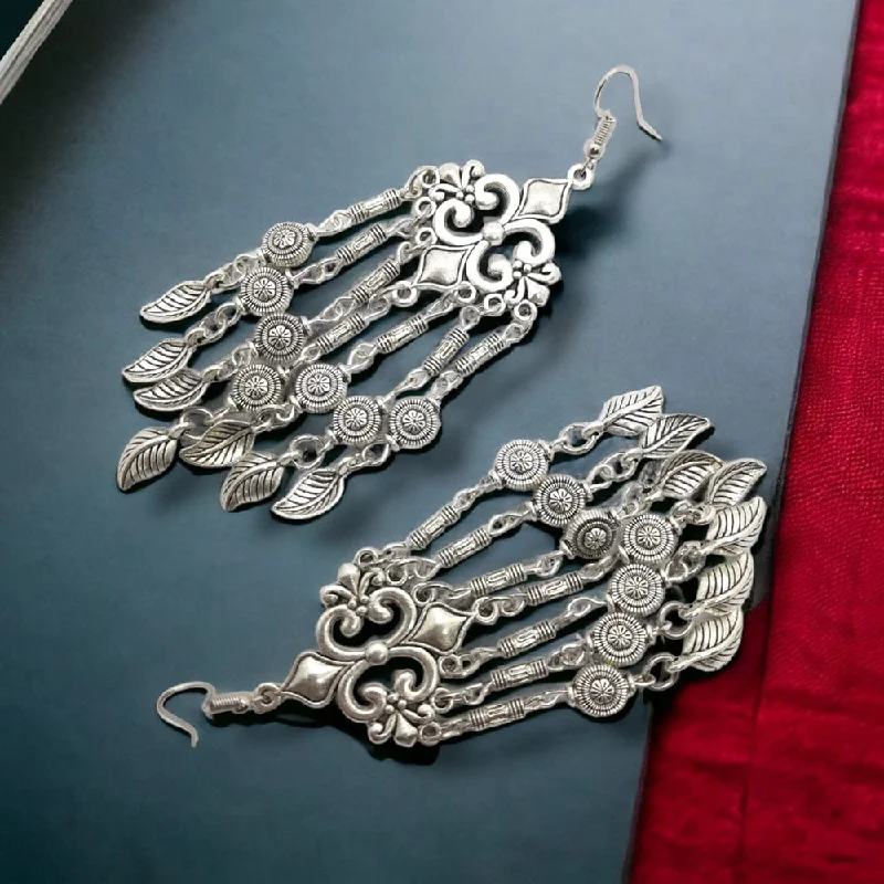 Elegant Wedding Earrings-Bajana Lifestyle Oxidised Long Fancy Dangler Earrings For Women