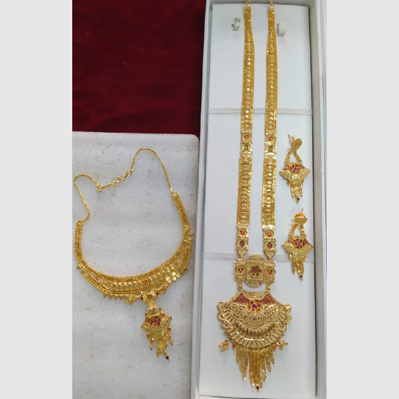 Trendy Silver Necklaces-Pari Art Jewellery Forming Gold Combo Necklace Set