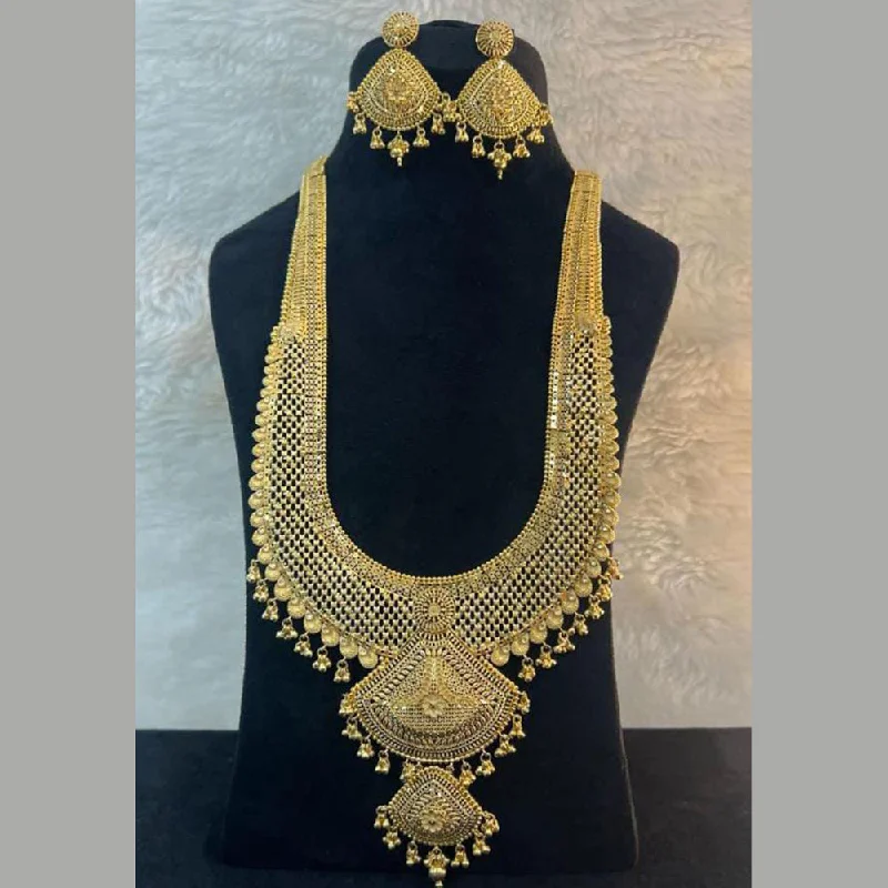 Trendy Gold Necklaces-Pari Art Jewellery Forming Gold Double Necklace Set