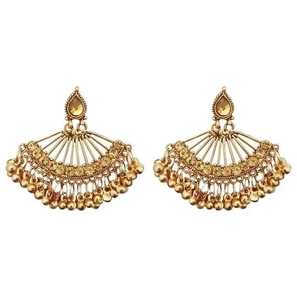 Handcrafted Pearl Earrings-Kriaa Gold Plated Drop Chandbali Earrings - 1309638