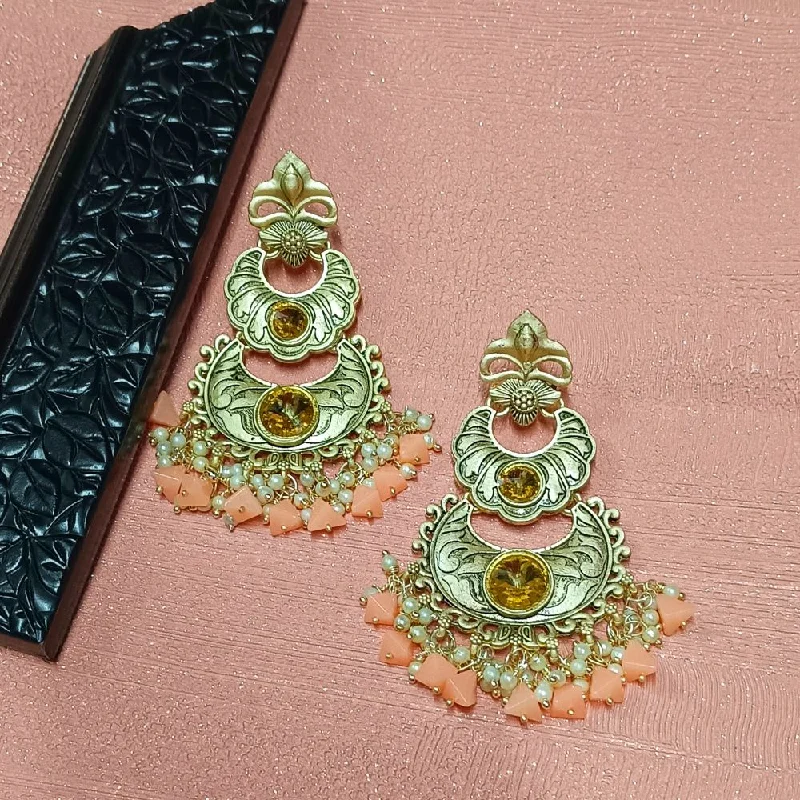 Custom Metal Earrings-Darshana Jewels Crystal Stone Gold Plated Dangler Earrings