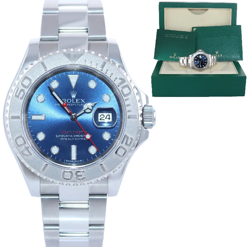 Women’s Solar Powered Watches-Random Serial Rolex Yacht-Master 116622 Steel Platinum Blue 40mm Watch Box