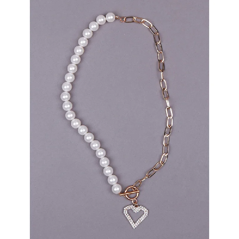 Handmade Pendant Necklaces-Odette Best Of Both Worlds Pearl Heart Pendant Necklace