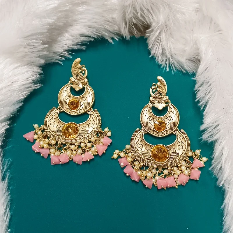 Elegant Bead Earrings-Darshana Jewels Crystal Stone Gold Plated Dangler Earrings