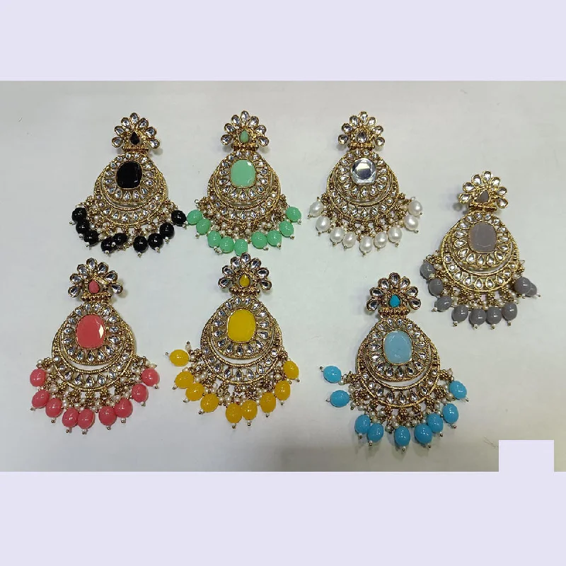 Chic Silver Dangle Earrings-Rani Sati Jewels Gold Plated Kundan Stone And Beads Dangler Earrings