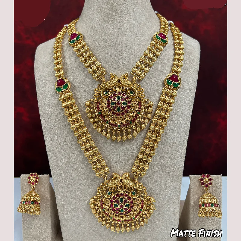 Double Layer Necklaces-Diksha Collection Pota Stone Necklace Combo Set