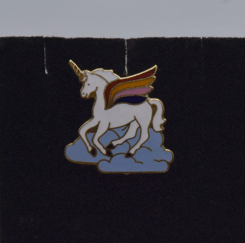 Simple Gold-Plated Brooch-Vintage Metal and Enamel Unicorn Pin