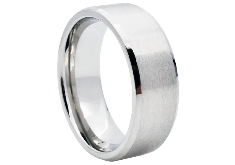 White Gold Engagement Rings-Mens Stainless Steel Band