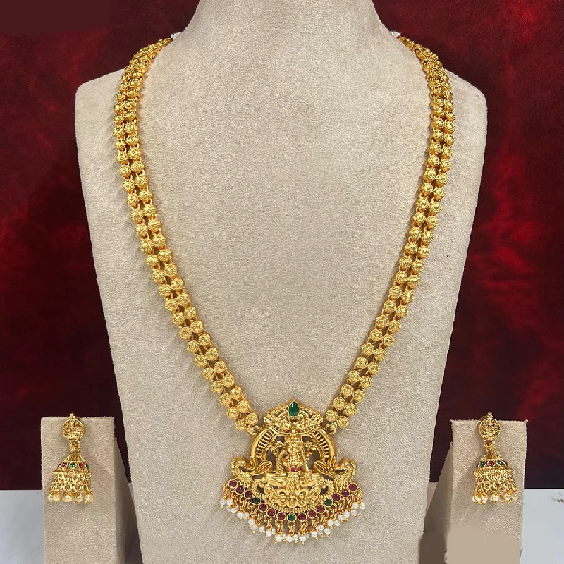 Colorful Crystal Pendant Necklaces-Diksha Collection Gold Plated Pota Stone Necklace Set