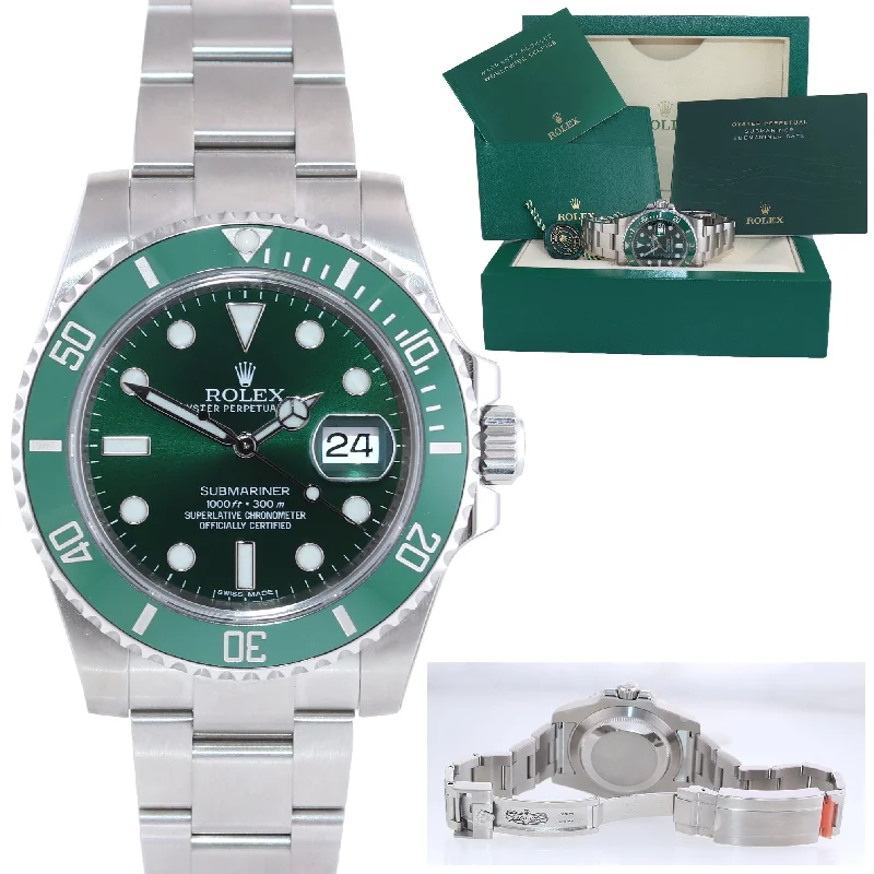 Stylish Smart Watches for Men-STICKERS Rolex submariner Hulk 116610LV 40mm Green Dial Ceramic Watch Box