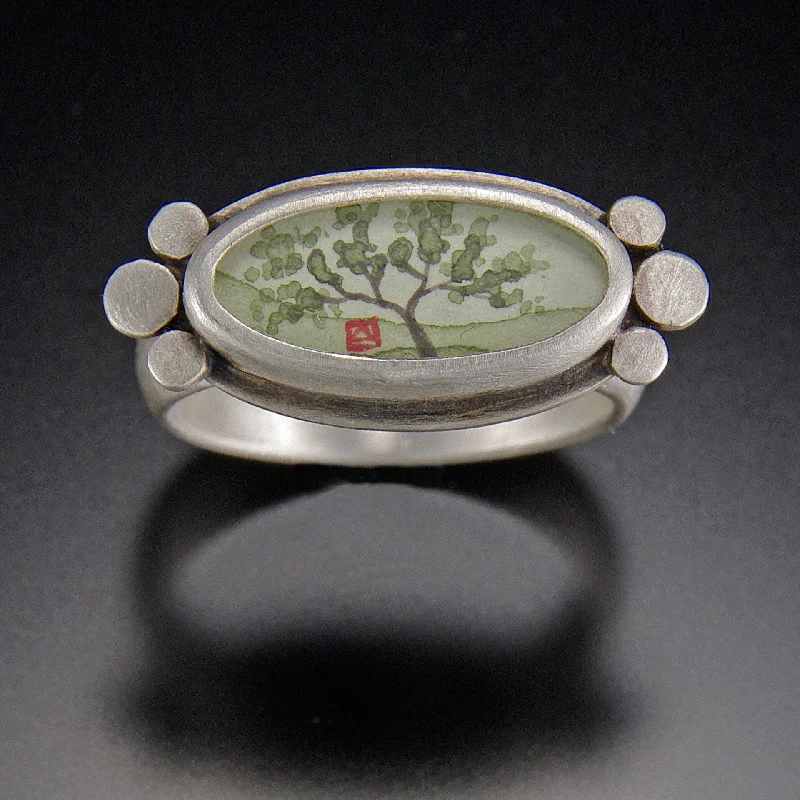 Elegant Engagement Rings-Narrow Oval Spring Maple Ring