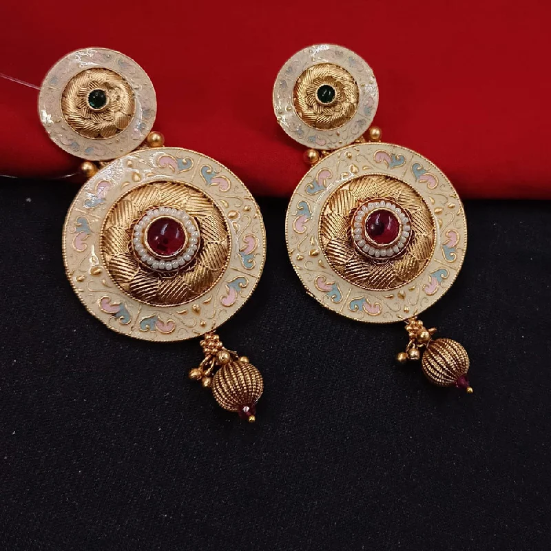 Bridal Earrings for Bridesmaids-Padmawati Bangles Gold Plated Kundan Stone And Meenakari Dangler Earrings