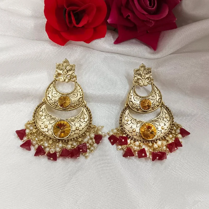 Elegant Drop Earrings for Weddings-Darshana Jewels Crystal Stone Gold Plated Dangler Earrings