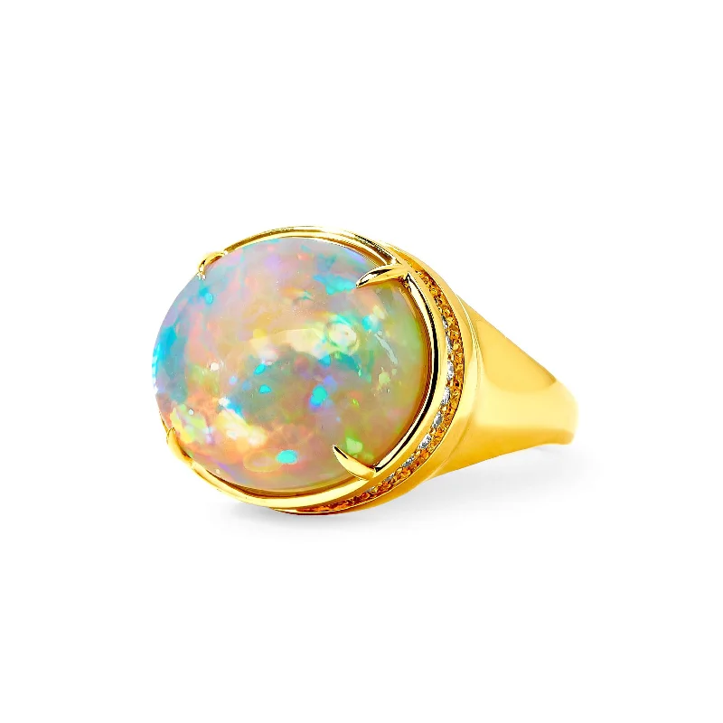 Trendy Gemstone Rings-Opal Cabochon Ring