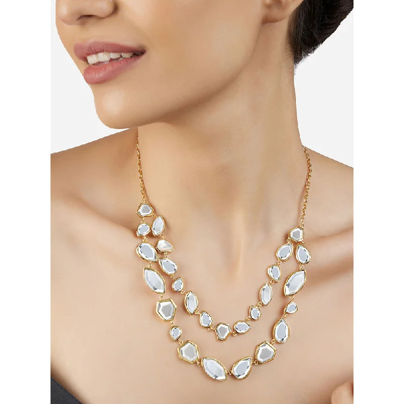 Sparkling Stone Necklaces-Isharya Shattered Mirror Double Strand Necklace In 18Kt Gold Plated