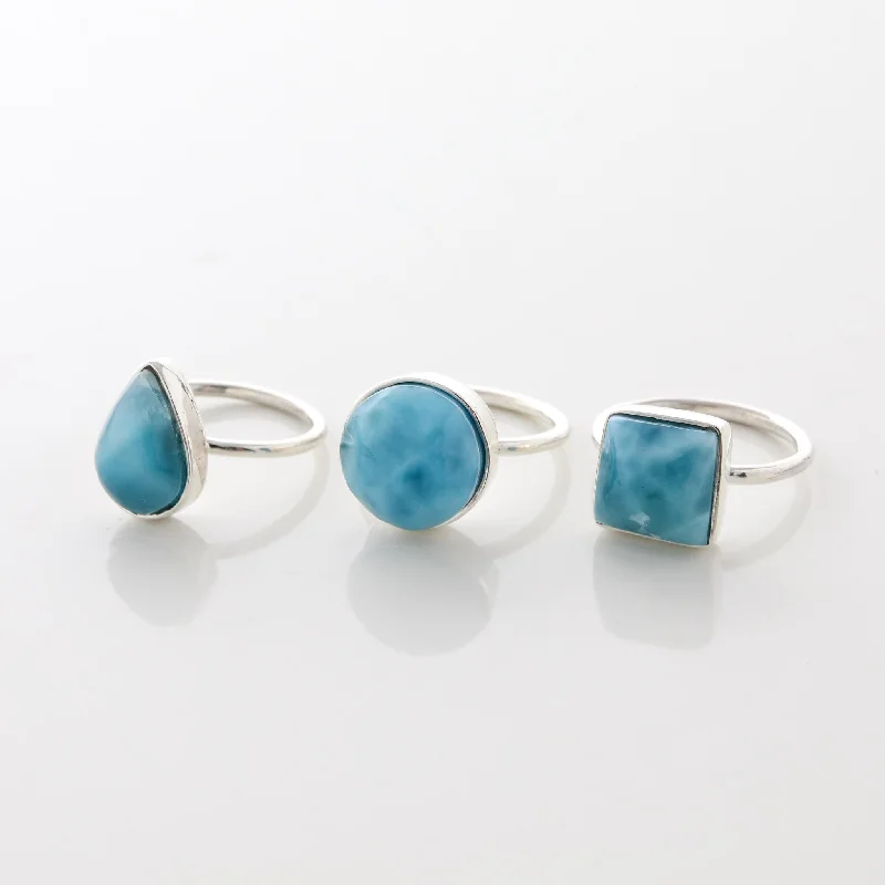 Rose Gold Wedding Rings-Larimar Ring Trio Elain